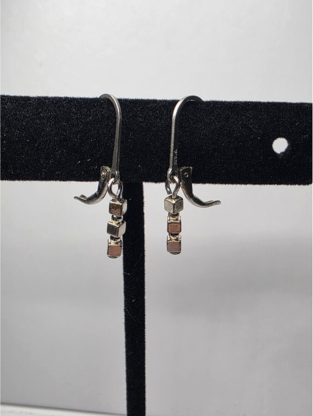 Sterling Silver Cube Earrings, Minimalist Geometric Dangle